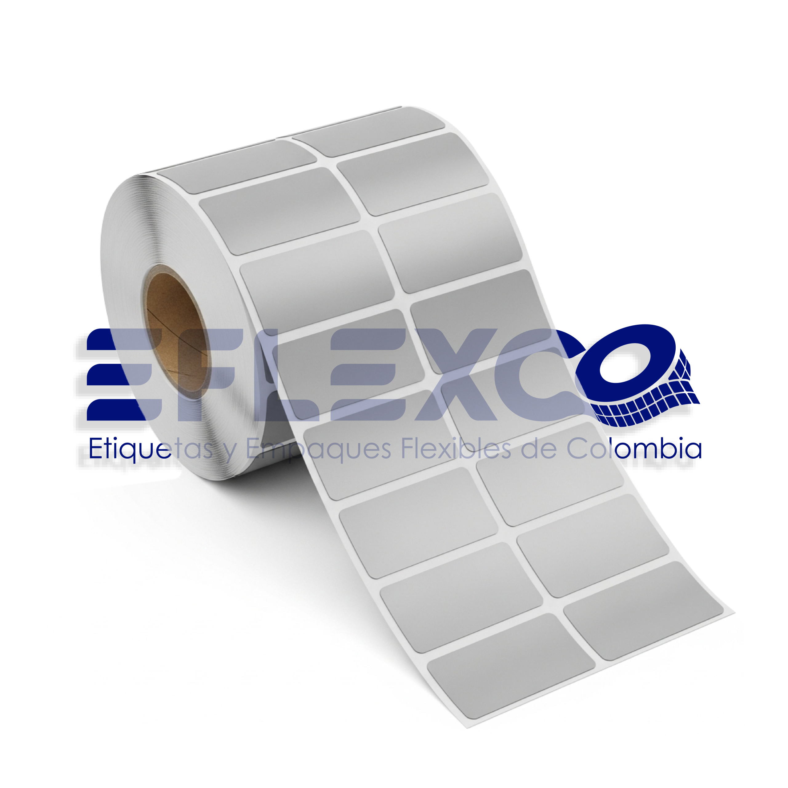 Rollo Etiquetas Adhesivas Poliéster Plata 50X25 mm / 5X2.5 cm Core 1" X 2.000 Activos Fijos